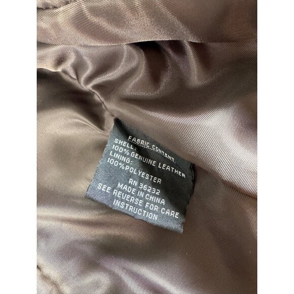Portrait Petite Medium Brown Leather Jacket Zip Front Lined Pockets NEW Office - Picture 11 of 11